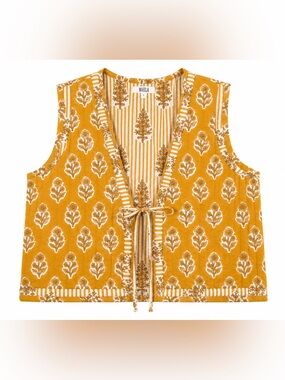 MAHILA Tolani Quilted Floral Vest Indie Folk Cottagecore Boho Coquette-Large